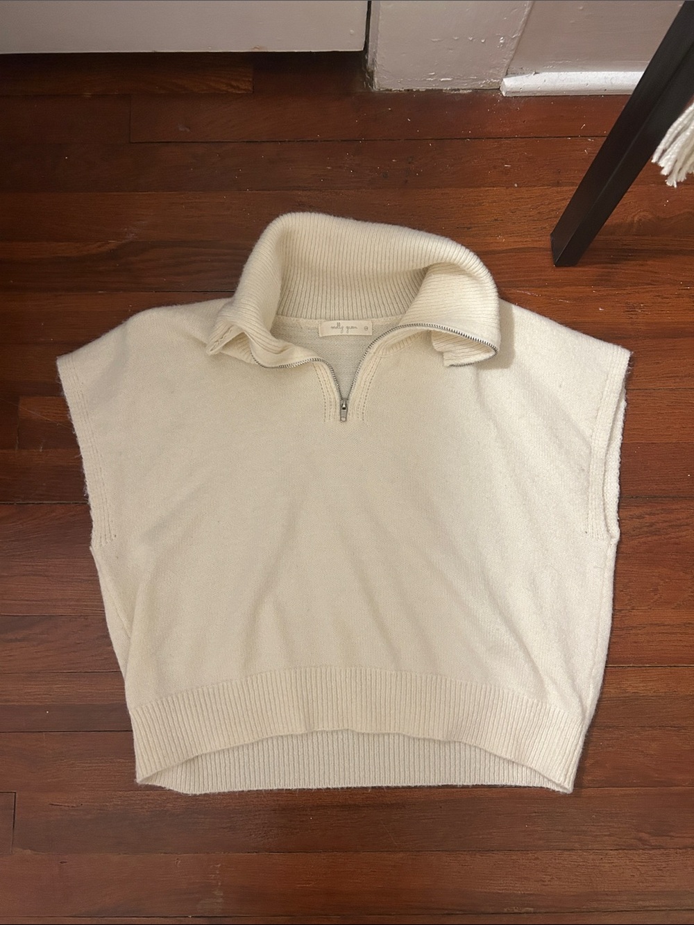 Molly Green Cream Half-Zip Knit Sweater Vest S/M
